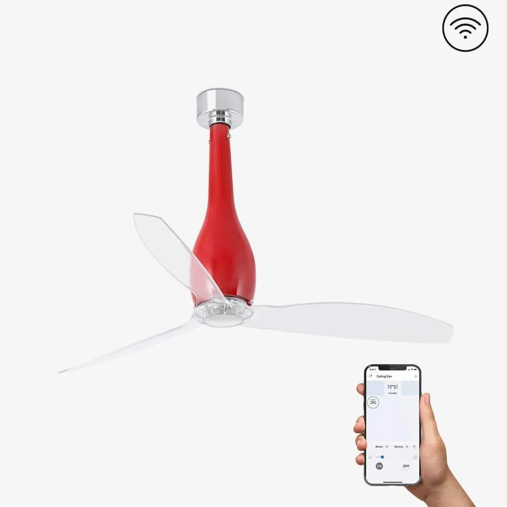 Ανεμιστήρας Οροφής Eterfan 32005WP Smart Fan Με Τηλεχειριστήριο D128cm Shiny Red-Transparent Faro Barcelona