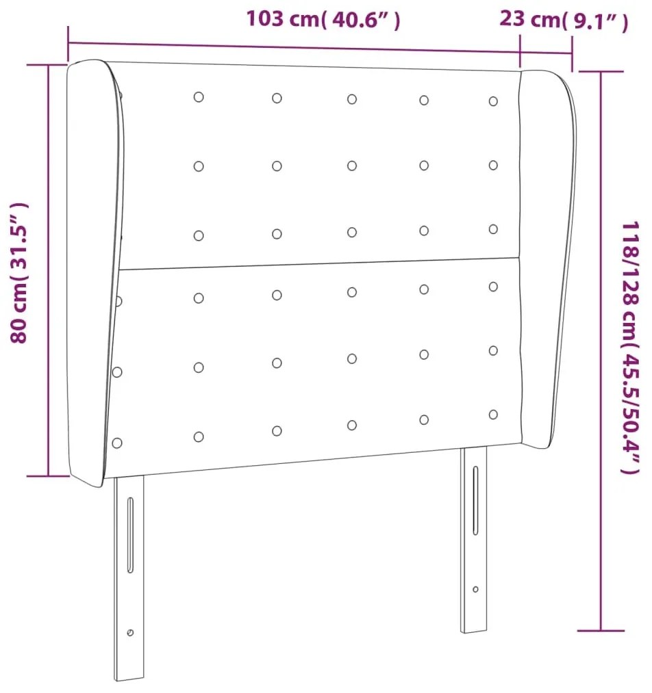 Κεφαλάρι με Πτερύγια Ροζ 103x23x118/128 εκ. Βελούδινο - Ροζ