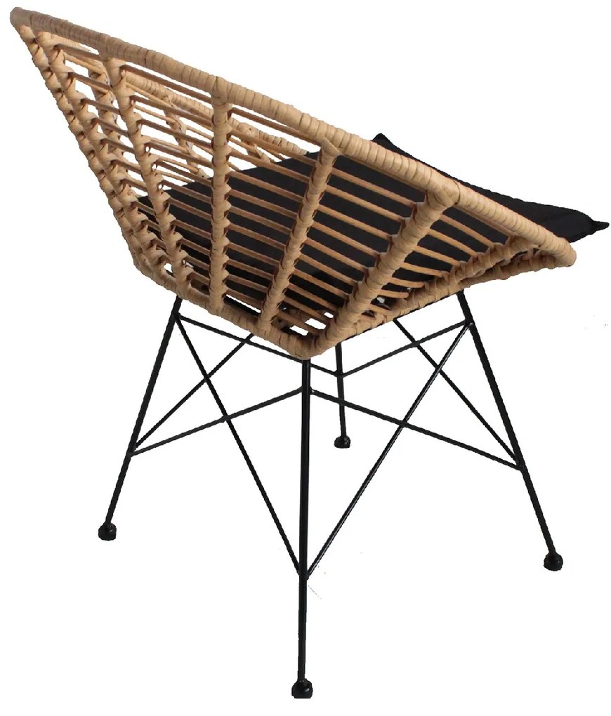 ΚΑΡΕΚΛΑ ΚΗΠΟΥ ARTELIBRE AELIUS ΦΥΣΙΚΟ/ΜΑΥΡΟ ΜΕΤΑΛΛΟ/RATTAN 72X62X78CM