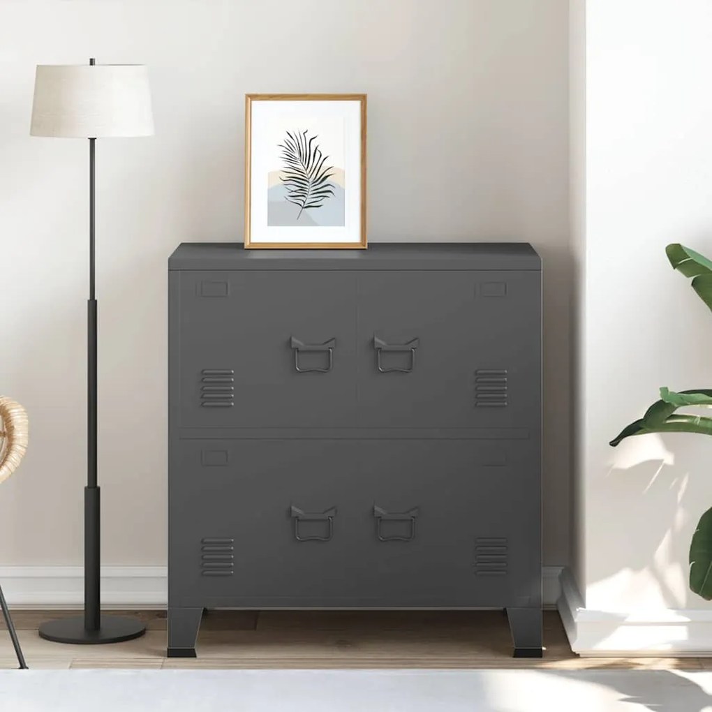 vidaXL Αρχειοθήκη Βιομηχανικού Στιλ Ανθρακί 75 x 40 x 80 εκ. Ατσάλινη