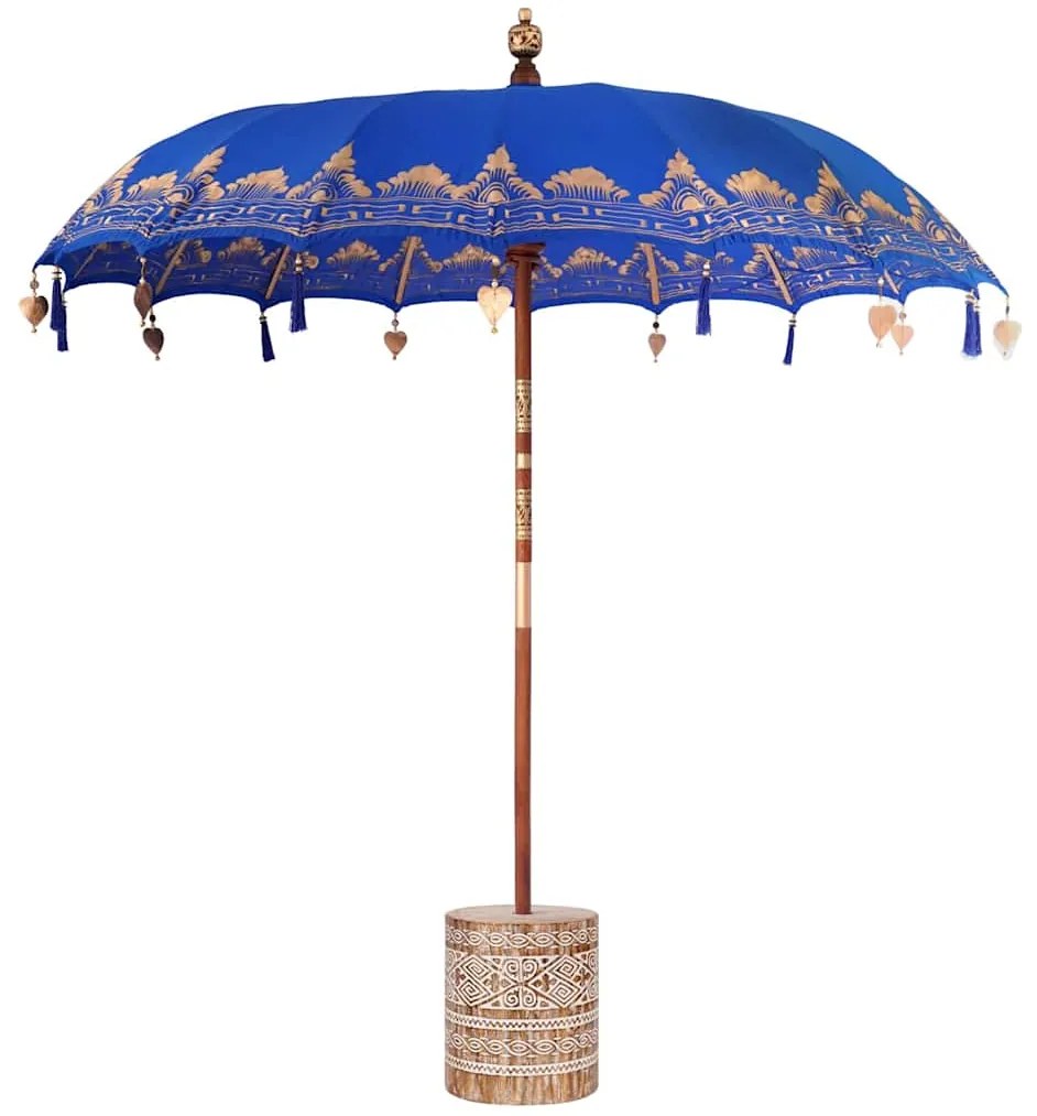 vidaXL Μπαλινέζικη ομπρέλα με βάση Μπλε 215 x 215 x 260 εκ. Βαμβάκι