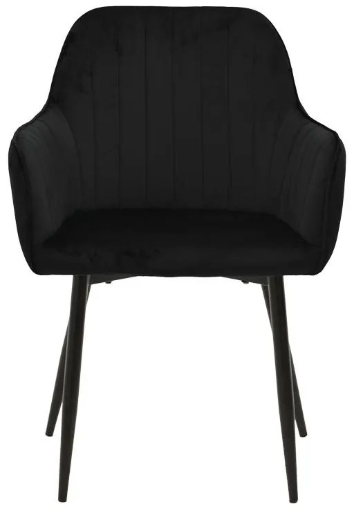Καρέκλα - Πολυθρόνα Noor σε Μαύρο Βελούδο με Μαύρο Μεταλλικό Πόδι 58x58x86εκ. 2αδα 58x58x86 εκ.
