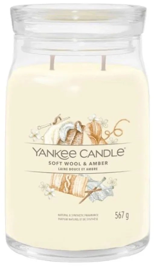 Αρωματικό Κερί Soft Wool &amp; Amber Large 1721061E 9,3x15,7cm Cream Yankee Candle Κερί,Γυαλί