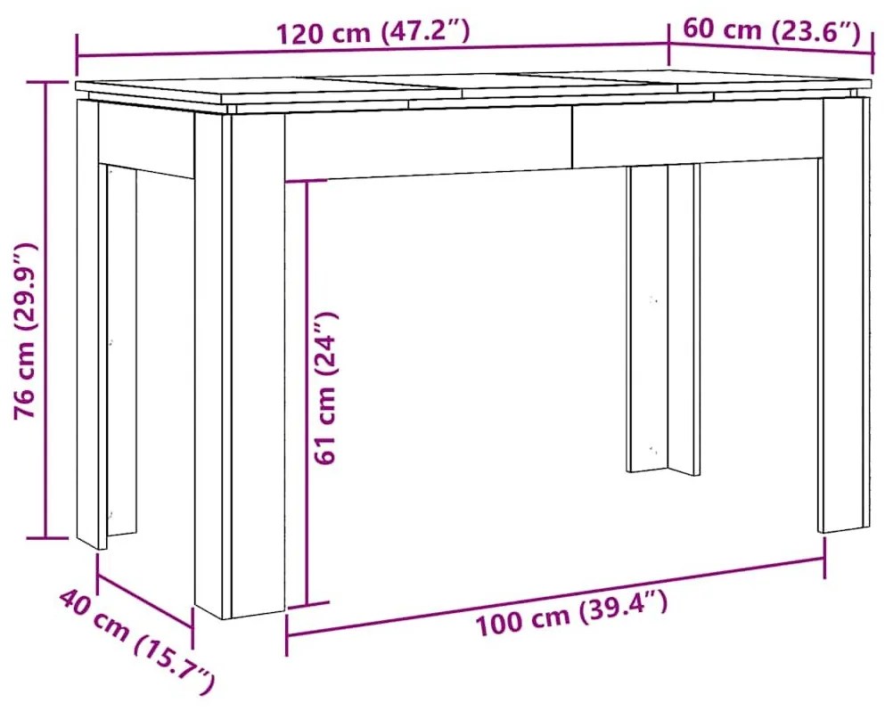 Τραπεζαρία Παλιό Ξύλο 120 x 60 x 76 εκ. από Μοριοσανίδα - Καφέ