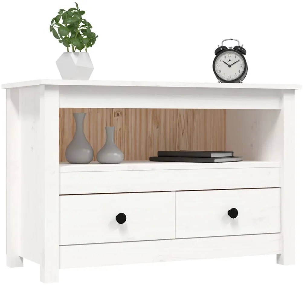 vidaXL Έπιπλο Τηλεόρασης Λευκό 79 x 35 x 52 εκ. από Μασίφ Ξύλο Πεύκου