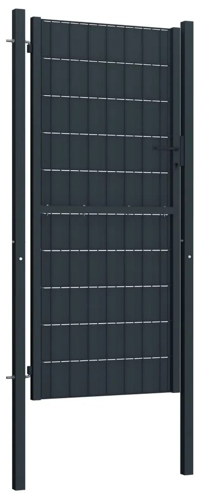 vidaXL Πόρτα Περίφραξης από PVC και Ατσάλι Ανθρακί 100x124 εκ.