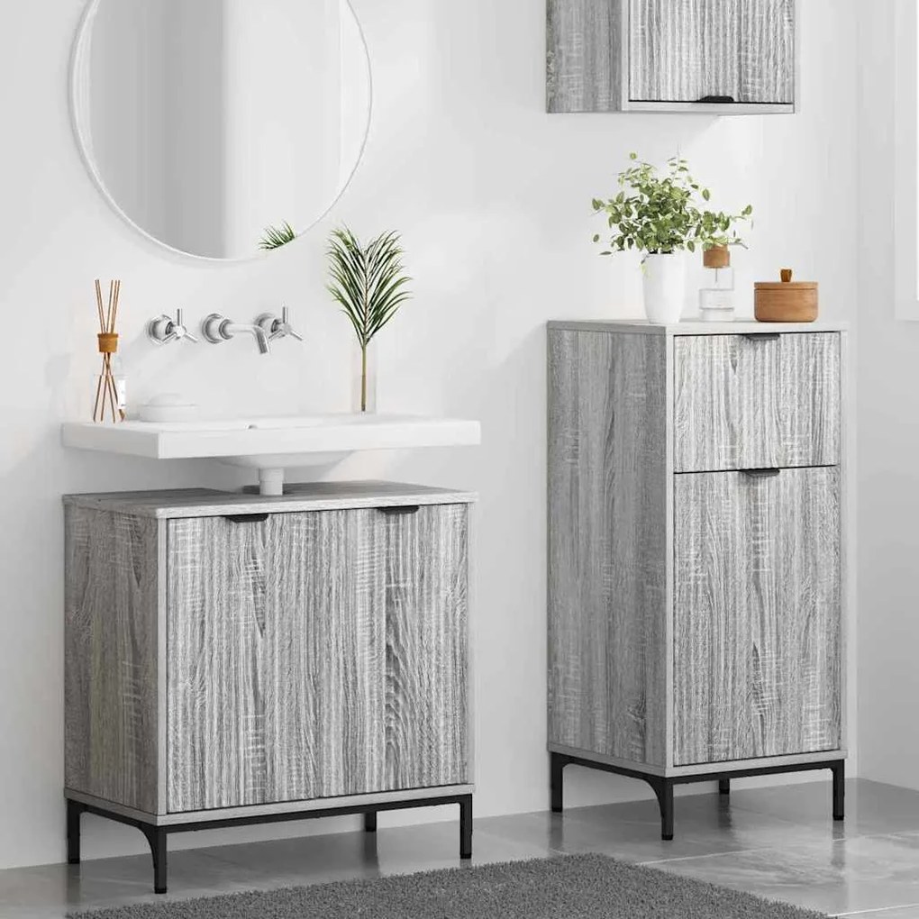 vidaXL Σετ Επίπλων Μπάνιου με ράφι 2 pcs Γκρι sonoma 39.5 x 36 x 88 εκ