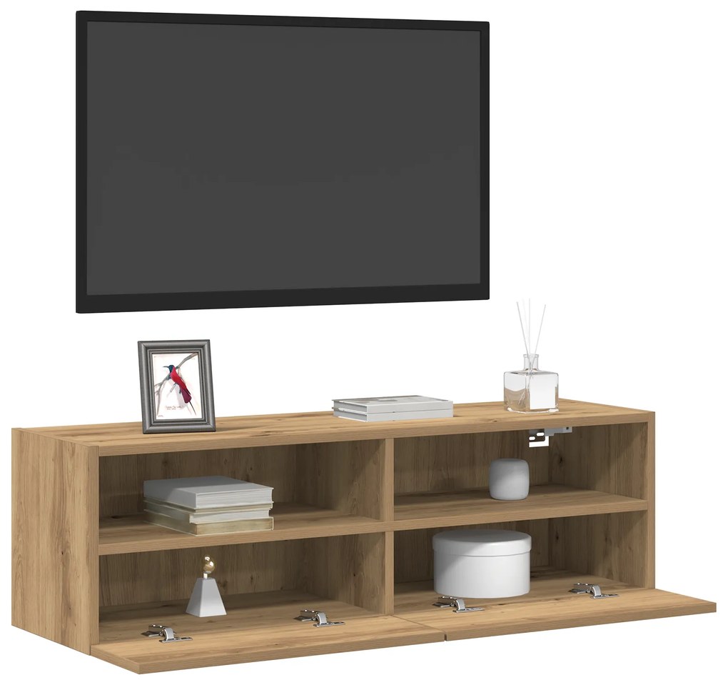 vidaXL Ντουλάπια τοίχου TV 2 τεμ Καρυδιά 100x30x30 εκ Επεξεργασμένο ξύλο