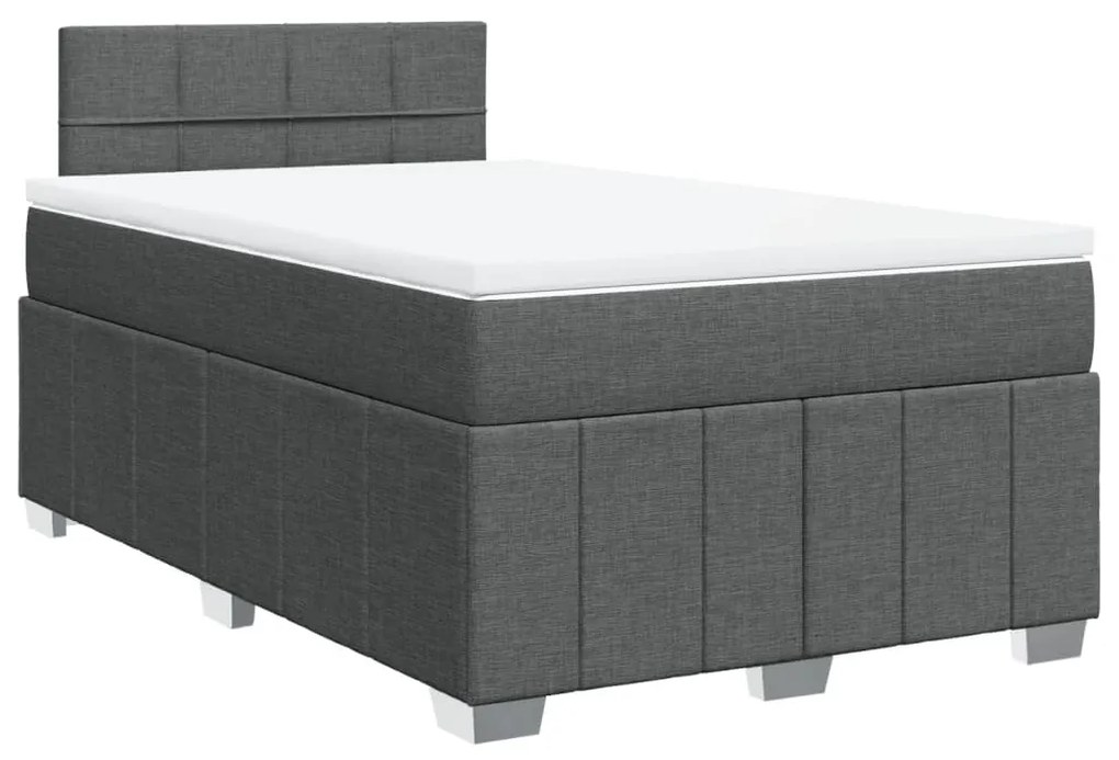 vidaXL Κρεβάτι Boxspring με Στρώμα Σκούρο Γκρι 120x200 εκ. Υφασμάτινο