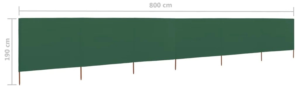 vidaXL Προστατευτικό Αέρα με 6 Πάνελ Πράσινο 800 x 160 εκ. Υφασμάτινο