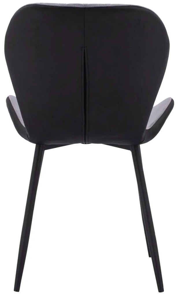 Καρέκλα ADALYN C8729.01 με PU Μαύρο kai Βελούδο Γκρί 51x58x82Υ εκ. 2αδα 51x58x82 εκ.