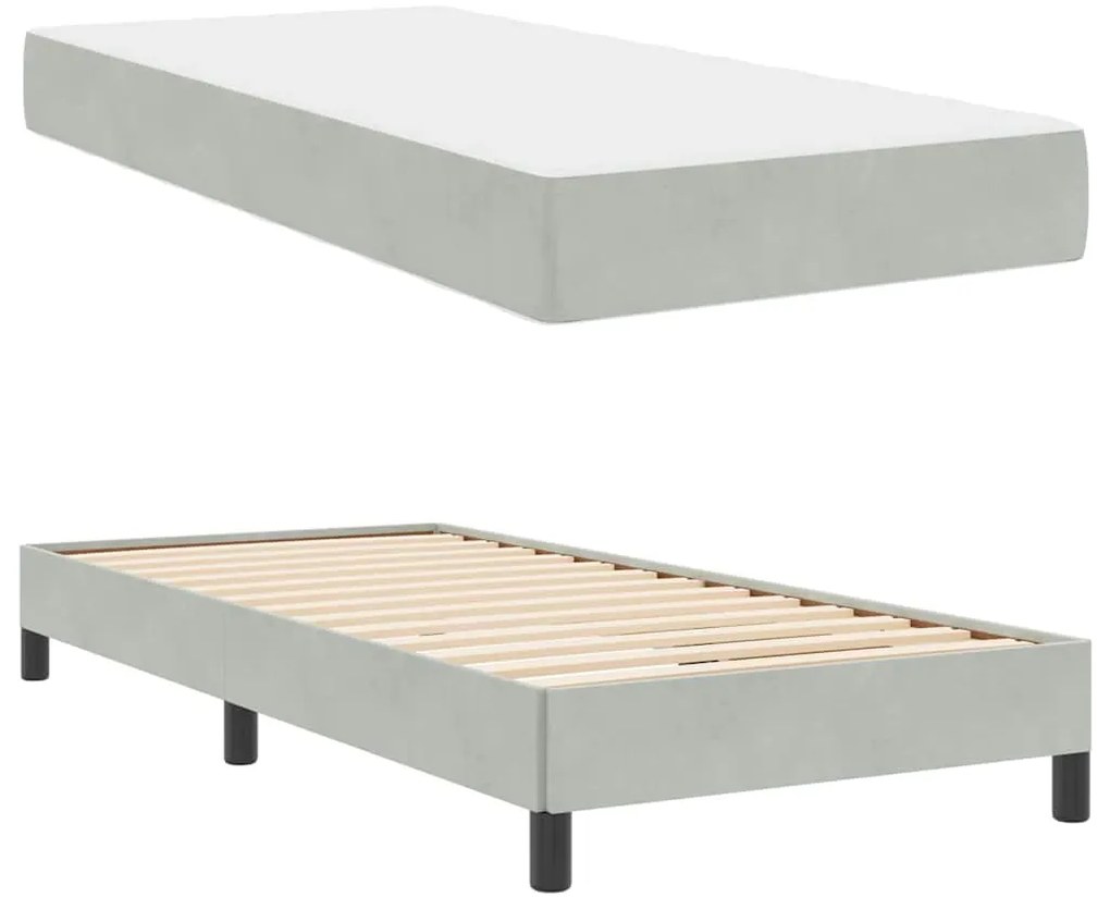 vidaXL Κρεβάτι box spring με στρώμα Ανοιχτό γκρι 80 x 200 cm Βελούδο
