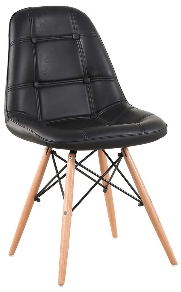 14600005 Καρέκλα PEEP Μαύρο PVC/Ξύλο 44x52.5x84cm Ξύλο/PVC, 1 Τεμάχιο