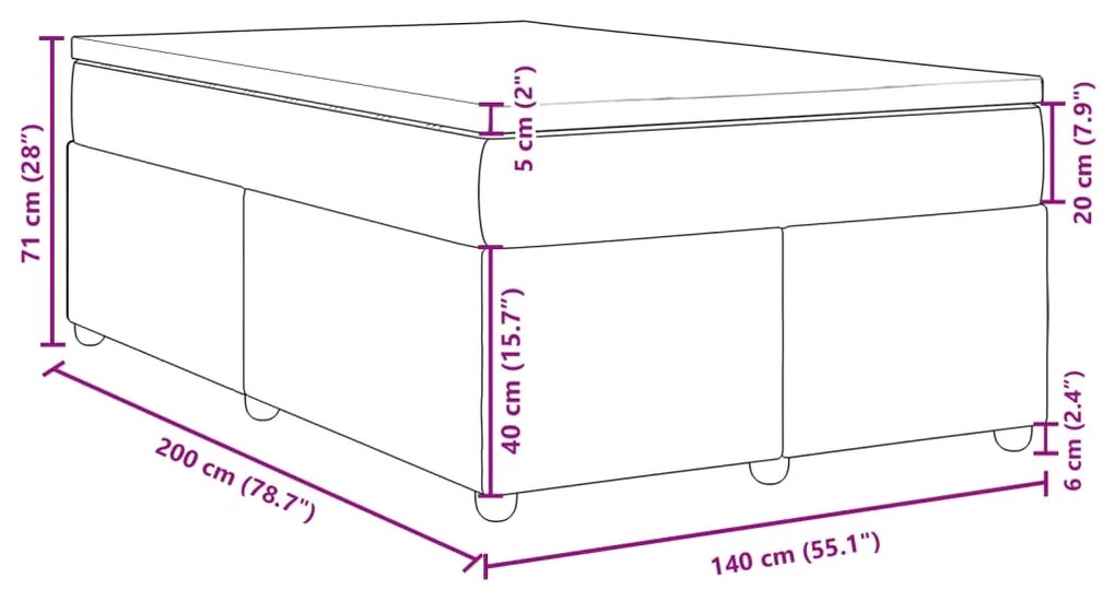 ΚΡΕΒΑΤΙ BOXSPRING ΜΕ ΣΤΡΩΜΑ ΣΚΟΥΡΟ ΓΚΡΙ 140X200 ΕΚ ΥΦΑΣΜΑΤΙΝΟ 3285381