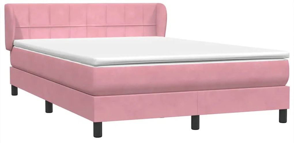 vidaXL Κρεβάτι Boxspring με Στρώμα Ροζ 140x210 εκ. Βελούδινο