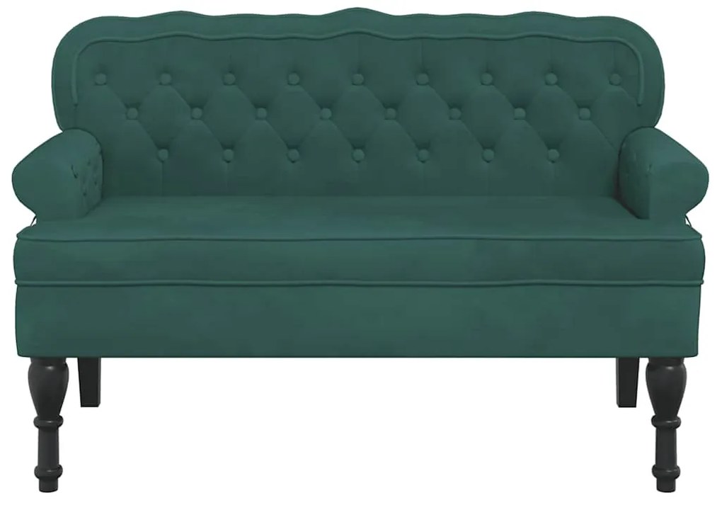 vidaXL Παγκάκι με Πλάτη Σκούρο Πράσινο 119,5x64,5x75 εκ. Βελούδινο