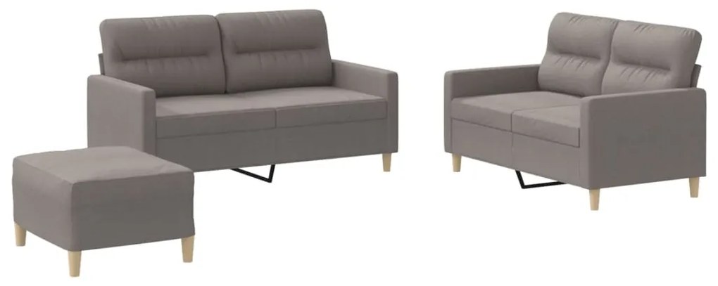 vidaXL Πολυθρόνες Σετ 3 Τεμαχίων Taupe από Ύφασμα με Μαξιλάρια