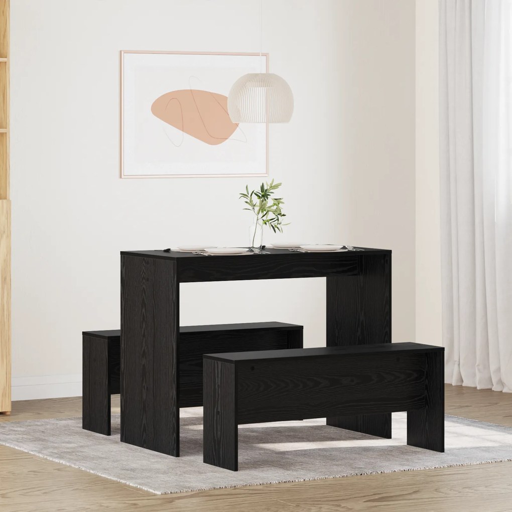 vidaXL Σετ τραπεζαρίας 2 pcs Μαύρη Δρυς 97 x 47 x 75 εκ.