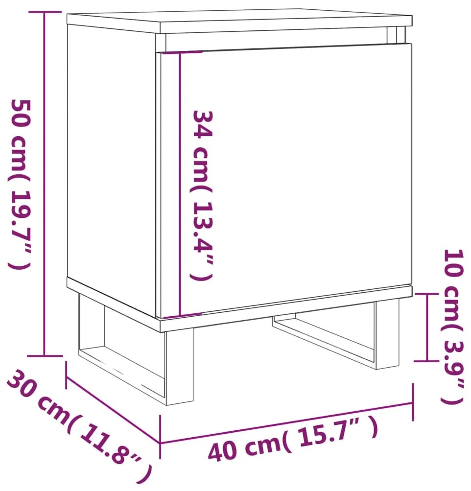 Κομοδίνο Γκρι Σκυρ. 40x30x50 εκ. από Επεξεργασμένο Ξύλο - Γκρι