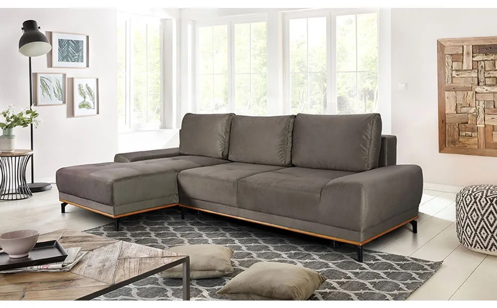 NATURA ΚΑΝΑΠΕΣ ΚΡΕΒΑΤΙ ΓΩΝΙΑ ΑΡΙΣΤΕΡΗ TAUPE 283x164xH90cm - 01-2646