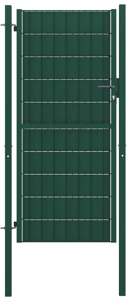 vidaXL Πόρτα Περίφραξης Πράσινη 100 x 204 εκ. από PVC / Ατσάλι