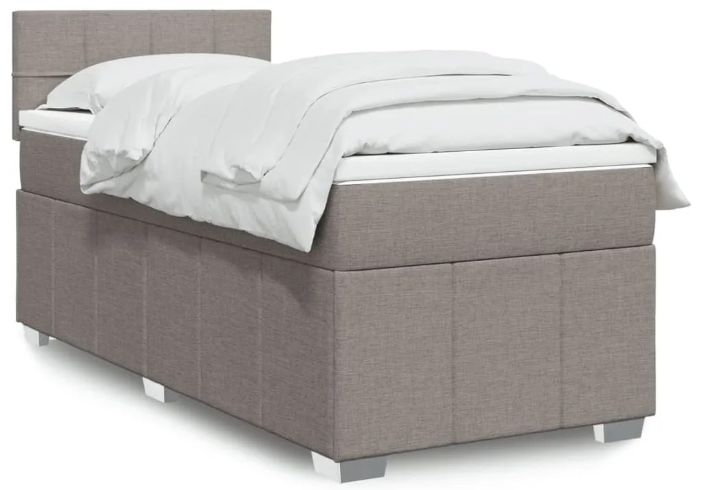 Κρεβάτι Boxspring με Στρώμα Taupe 80x200 εκ. Υφασμάτινο - Μπεζ-Γκρι