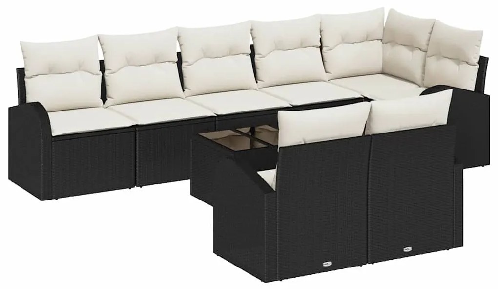 vidaXL Σετ Καναπέ Κήπου με μαξιλάρι 9 pcs Μαύρος, λευκός Πολυ ράταν