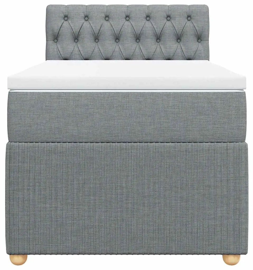 vidaXL Κρεβάτι Boxspring με Στρώμα Ανοιχτό Γκρι 90x200 εκ. Υφασμάτινο