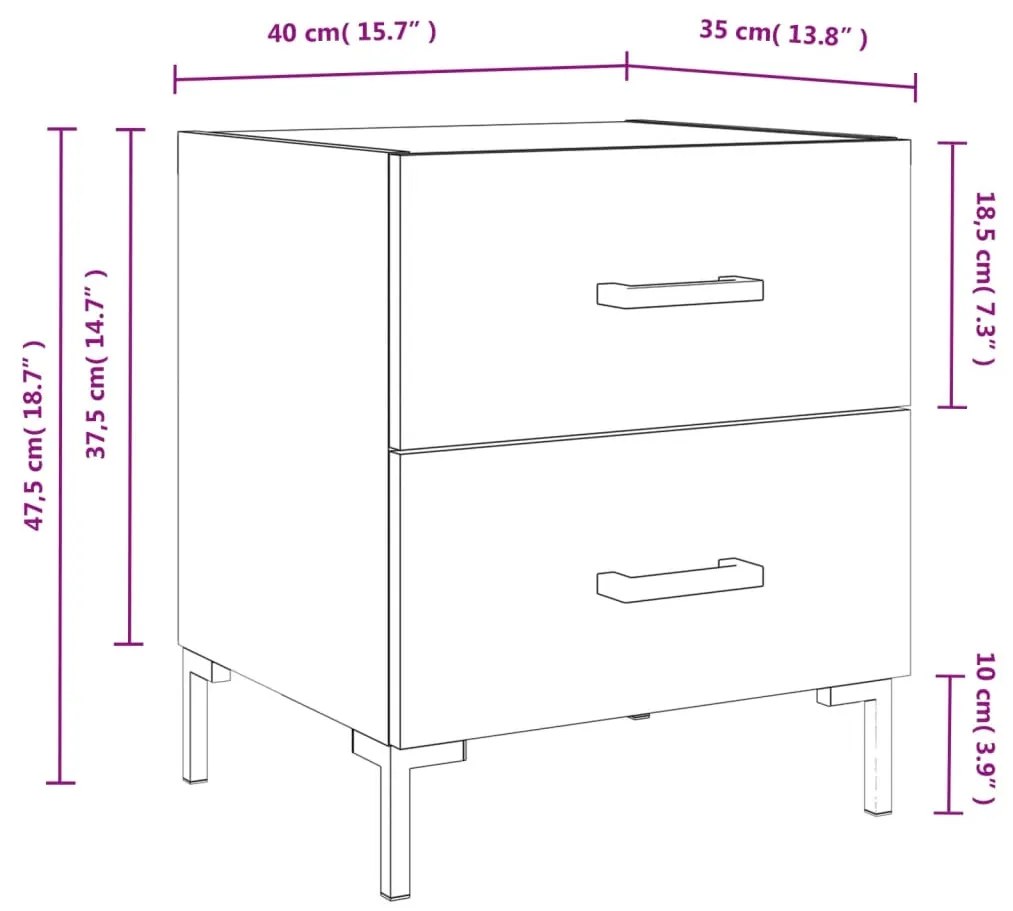 Κομοδίνο Καφέ Δρυς 40 x 35 x 47,5 εκ. από Επεξεργ. Ξύλο - Καφέ