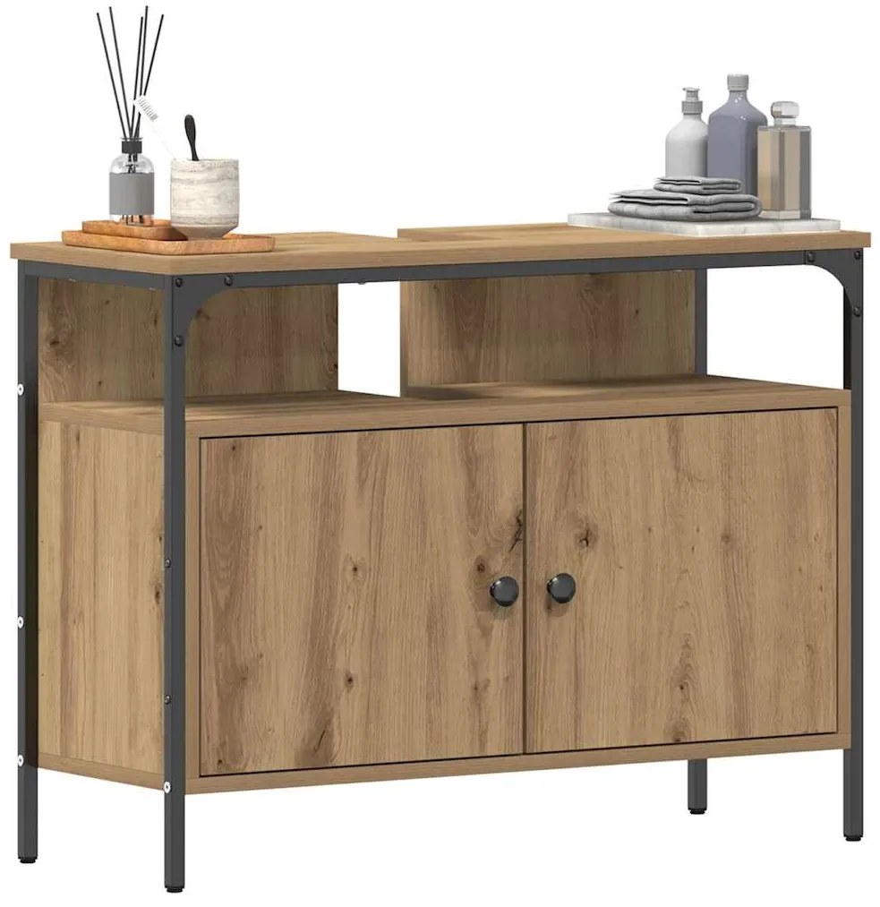 vidaXL Ντουλάπι νιπτήρα μπάνιου με ράφι artisan δρυς 80 x 30 x 60 cm