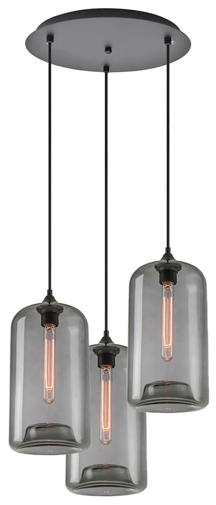 Φωτιστικό Οροφής Τρίφωτο Homelighting Feint 77-8783 Smoked Glass