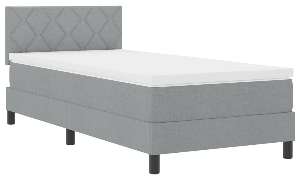 vidaXL Κρεβάτι Box Spring με Στρώμα & LED Ανοιχτό Γκρι 90x200 εκ Ύφασμα