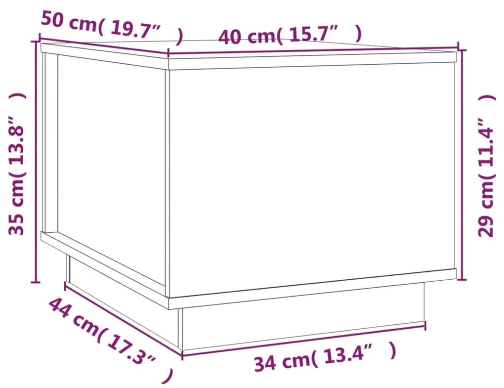 Τραπεζάκι Σαλονιού Γκρι 40 x 50 x 35 εκ. από Μασίφ Ξύλο Πεύκου - Γκρι