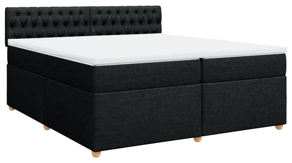 vidaXL Κρεβάτι Boxspring με Στρώμα Μαύρο 200x200 εκ. Υφασμάτινο