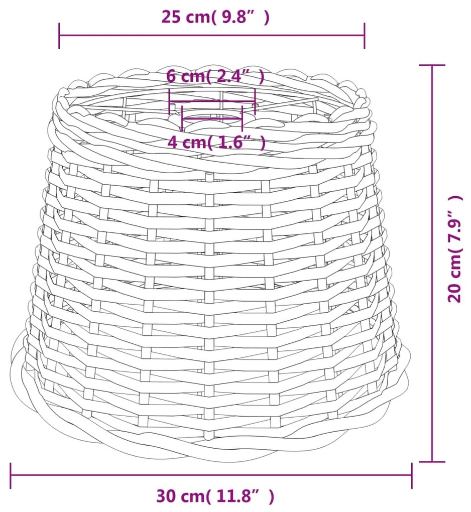 vidaXL Καπέλο Φωτιστικού Οροφής Λευκό Ø30x20 εκ. από Wicker