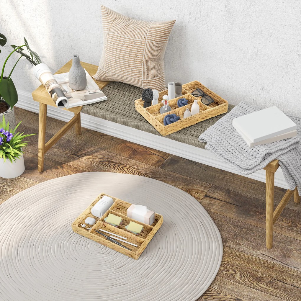 HOMCOM Σετ 2 Καλαθιών Αποθήκευσης με Διαμερίσματα για Οργάνωση Αντικειμένων, για Σαλόνι, Κουζίνα, Υπνοδωμάτιο