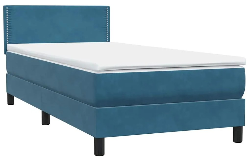 vidaXL Κρεβάτι Boxspring με Στρώμα Σκούρο Μπλε 80x220 εκ. Βελούδινο