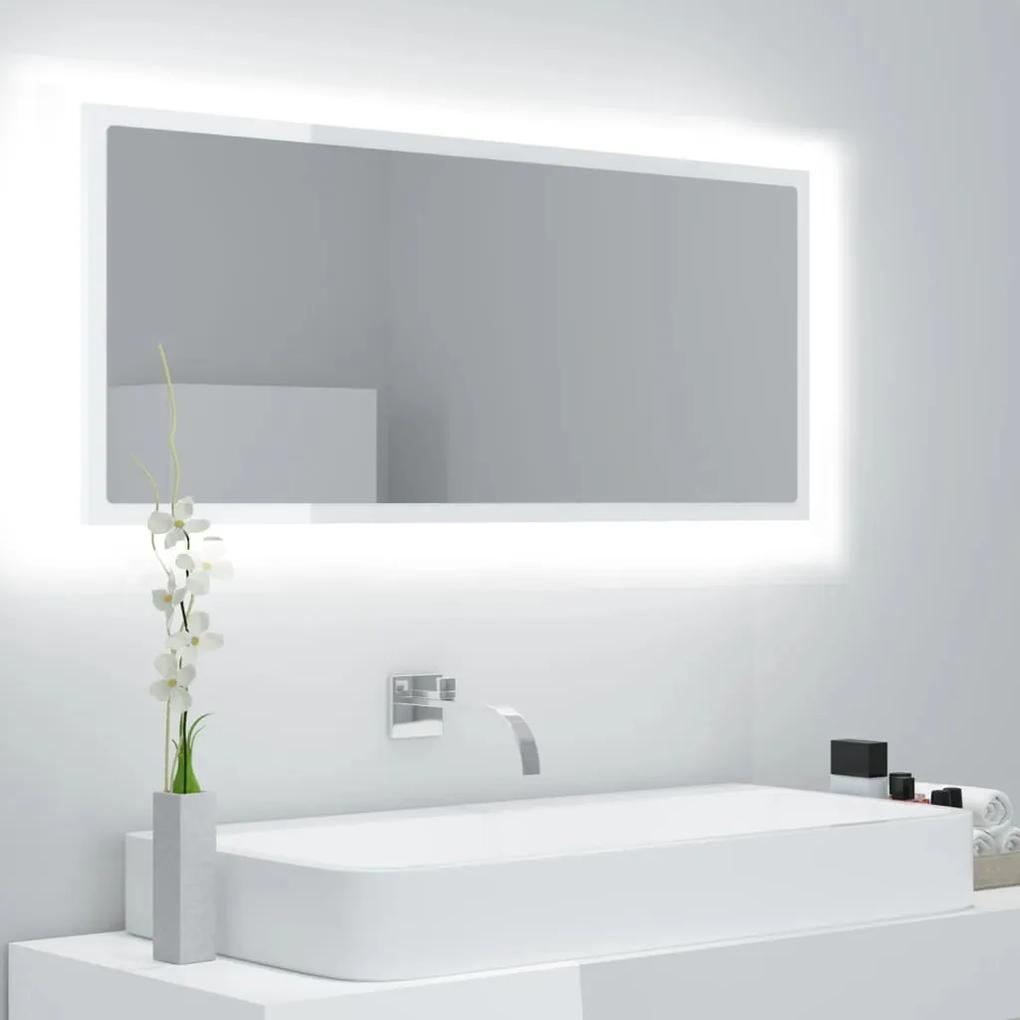 Καθρέφτης Μπάνιου με LED Γυαλ. Λευκό 100x8,5x37εκ. Ακρυλικός