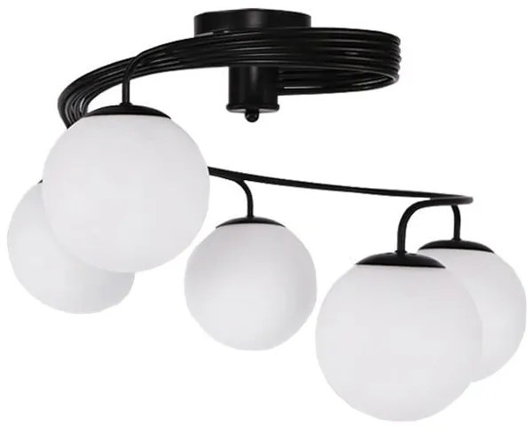 Φωτιστικό Οροφής - Πλαφονιέρα Selina 01090 Black-White GloboStar Metal, Glass