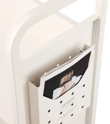 VEVOR Book Cart, 330 lbs Library Cart, 31.1&quot; x 15.2&quot; x 49.2&quot; Rolling Book Cart, Single Sided L-Shaped Flat Shelves with 4-Inch Lockable Wheels for Home Shelves Office and School, Book Truck in White