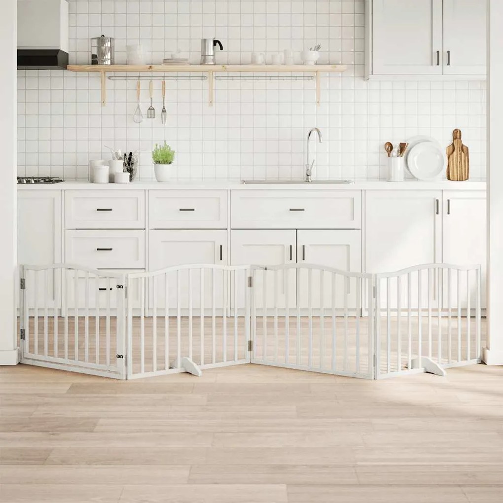 Διαχωριστικό Σκύλων/Πόρτα Πτυσσόμενο 4 Πάνελ 320εκ. Ξύλο Λεύκας