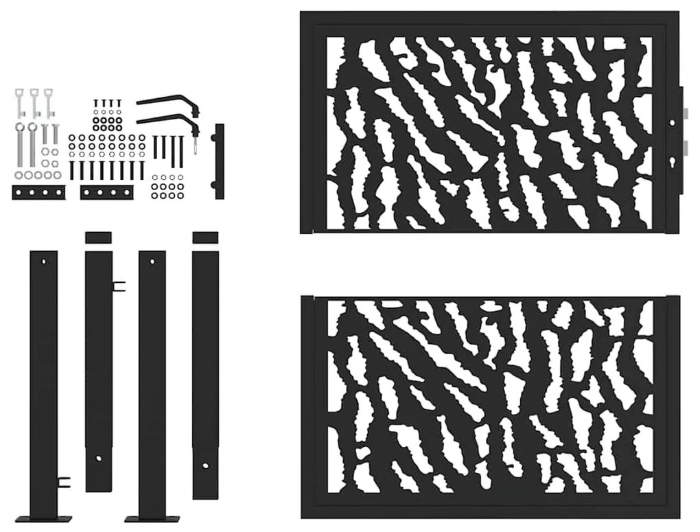 vidaXL Πόρτα Κήπου Μαύρη με Σχέδιο Ατσάλινης Γραμμής 100x100 εκ.