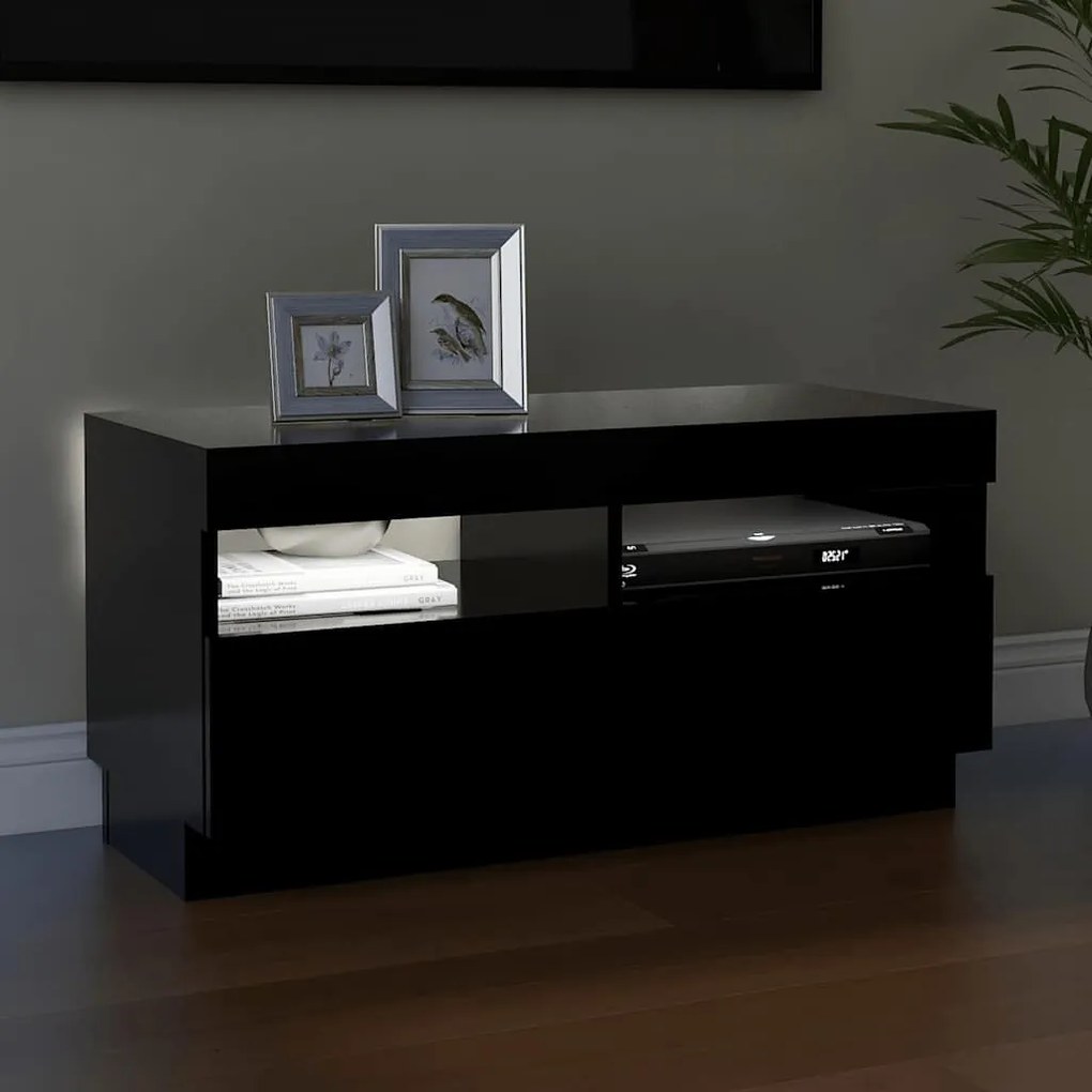 vidaXL Έπιπλο Τηλεόρασης με LED Μαύρο 80 x 35 x 40 εκ.