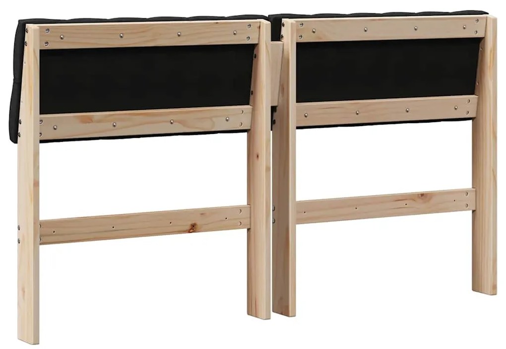 vidaXL Ταπετσαρισμένο κεφαλάρι Μαύρο 135 cm Στερεά ξυλεία πεύκου