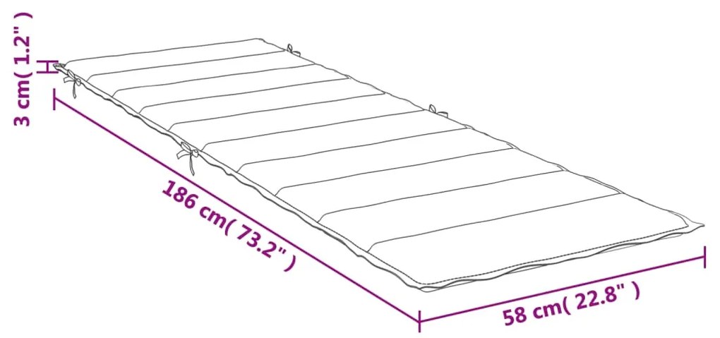 Μαξιλάρι Ξαπλώστρας Κρεμ 186 x 58 x 3 εκ. από Ύφασμα Oxford - Κρεμ