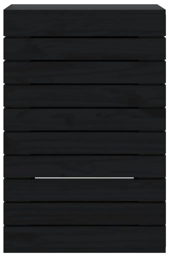 vidaXL Καλάθι Ρούχων Μαύρο 44 x 44 x 66 εκ. από Μασίφ Ξύλο Πεύκου