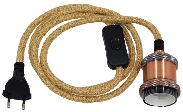 Κρεμαστό Φωτιστικό Whip με Υφασμάτινο Καλώδιο Μαύρο-Μπεζ 91043 Globostar-91043-Μπεζ 91043