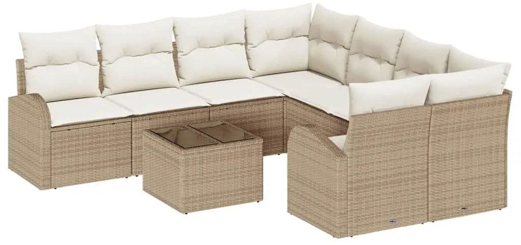 vidaXL Σετ Καναπέ Κήπου 9 pcs Μπεζ 55 x 55 x 37 εκ συνθετικό ρατάν