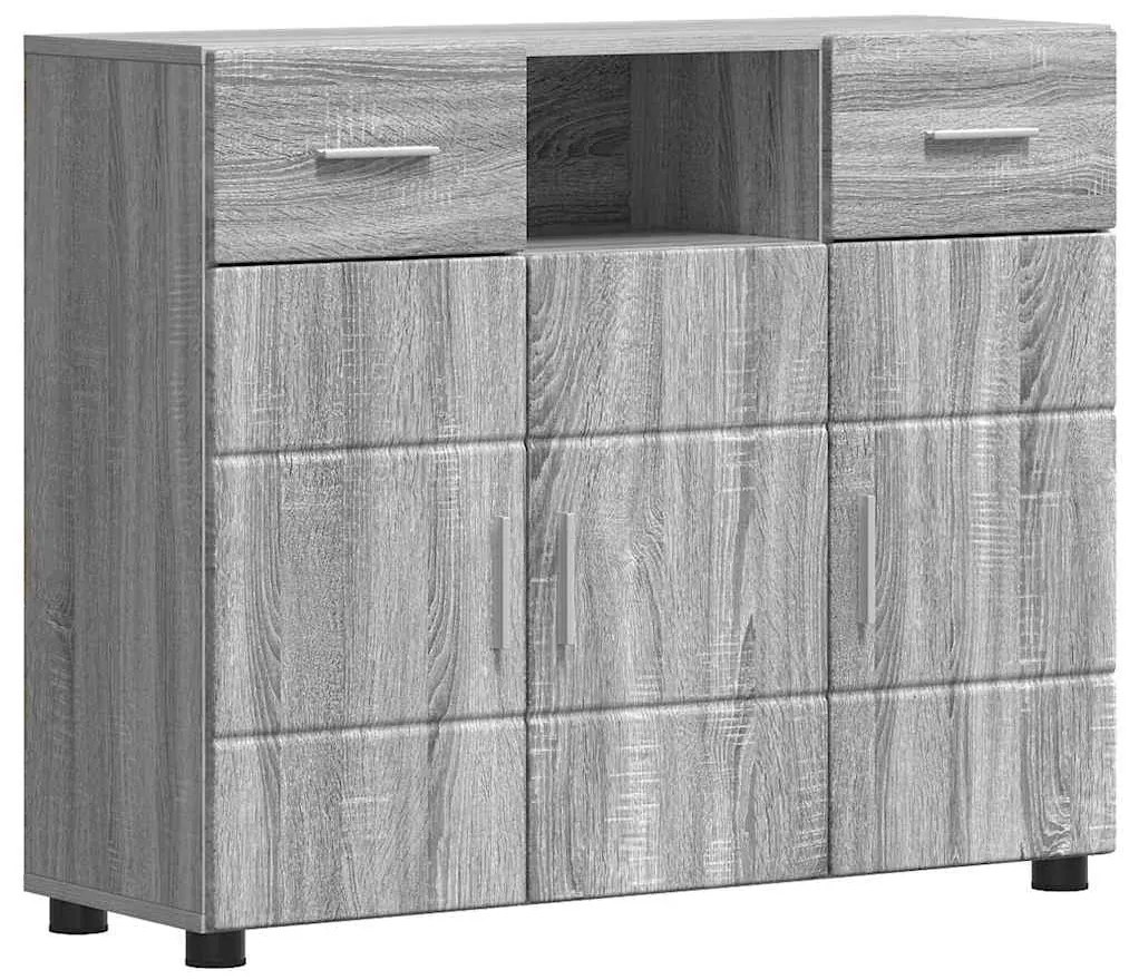 vidaXL Πλαϊνό γραφείο με συρτάρι Γκρι sonoma 88.5 x 30.5 x 73 εκ