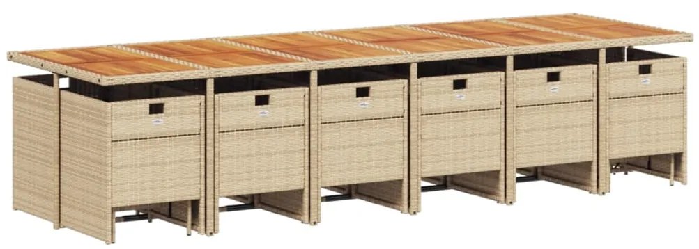 vidaXL Σετ Τραπεζαρίας Κήπου 17 τεμ. Μπεζ Συνθετικό Ρατάν με Μαξιλάρια